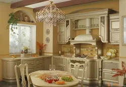 Champagne kitchen in the interior