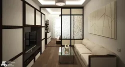 Interior design of living room bedroom 18 sq.m.