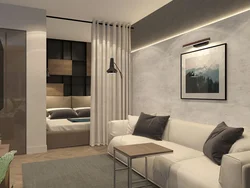 Interior design of living room bedroom 18 sq.m.