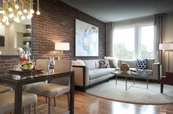 Living room design with bricks