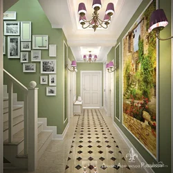 Hallway in green design photo