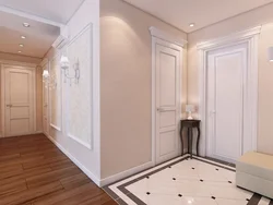 Wallpaper in the hallway of the apartment in light colors photo