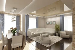 Qonaq Otağı Və Mətbəx Daxilində Ev Dizaynı