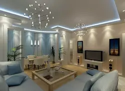 Пәтердегі қонақ бөлмесіндегі төбенің дизайны