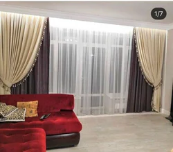 Qonaq otağı fotoşəkili üçün 2 rəngli birləşdirilmiş pərdələr