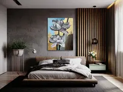 Bedroom with decorative plaster on the walls in the interior