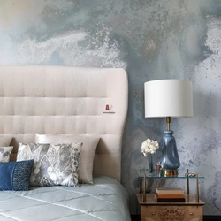 Bedroom With Decorative Plaster On The Walls In The Interior