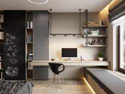 Computer desk in bedroom design photo