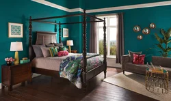 Celadon color in the bedroom interior