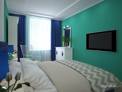 Celadon color in the bedroom interior
