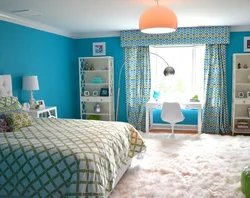 Celadon color in the bedroom interior