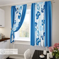 Curtains for blue kitchen photo