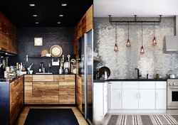 Wooden kitchen in a loft interior