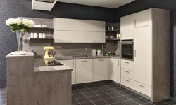 Müasir üslubda g formalı mətbəx fotoşəkili