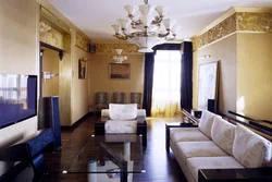 Gold Wallpaper In The Living Room Interior