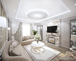 Neoclassicism in the interior of a living room at home