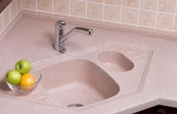 Countertop made of artificial stone for the kitchen photo with sink