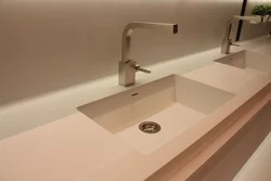 Lavabo ilə mətbəx fotoşəkili üçün süni daşdan hazırlanmış tezgah