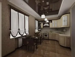 Brown beige kitchen interior design