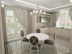 Bay window interior kitchen living room