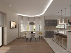 Bay window interior kitchen living room