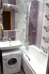 Bath design with bathtub and washing machine