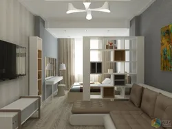 Photo of room zoning for bedroom and living room 18 square meters