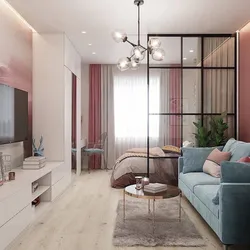 Photo of room zoning for bedroom and living room 18 square meters