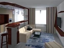 Yataq otağı mətbəx dizaynı ilə birləşdirilmişdir