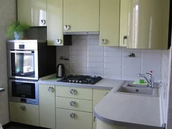 Corner kitchens for a small kitchen 6 meters with a refrigerator photo
