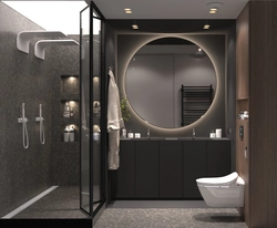 Duş və lavabo fotoşəkili olan dizayn vannası