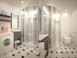 Ванна тарҳрезӣ бо душ ва lavabo акс