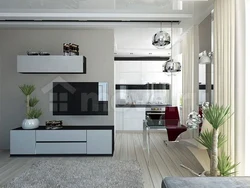 Living room with kitchen design in an apartment in Khrushchev