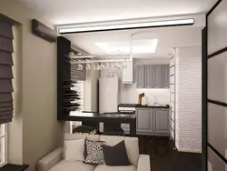 Living room with kitchen design in an apartment in Khrushchev
