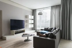 Living room 17 sq m design with two windows