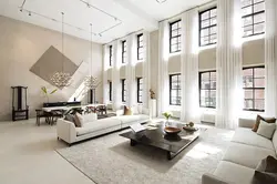 Living room interior high ceilings