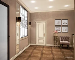 Hallway interior in beige photo