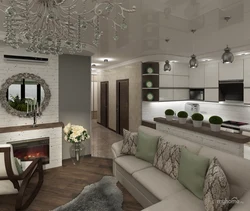 Interior of kitchen living room 30 sq.m.