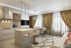 Интерьер кухни гостиной 30 м кв