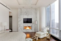 Bedroom interior with fireplace