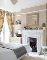 Bedroom interior with fireplace