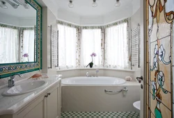 Bathroom with window design tiles