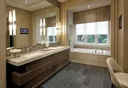 Bathroom with window design tiles