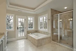 Bathroom with window design tiles