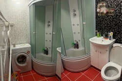 Photo of small bathrooms with shower and washing machine