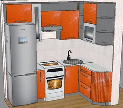Kitchen set for a small kitchen in Khrushchev with a refrigerator photo