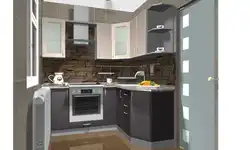 Кухонный гарнитур для маленькой кухни в хрущевке с холодильником фото