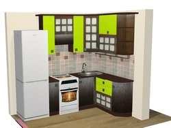 Kitchen set for a small kitchen in Khrushchev with a refrigerator photo