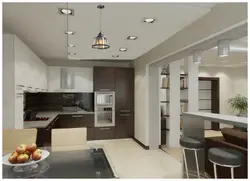 Design suspended ceilings for a living room combined with a kitchen