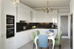 Тарҳи ошхона сафед бо countertops торик